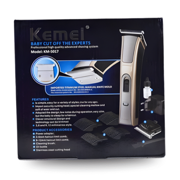 Kemei KM‑5017 Rechargeable Hair Clipper & Beard Trimmer