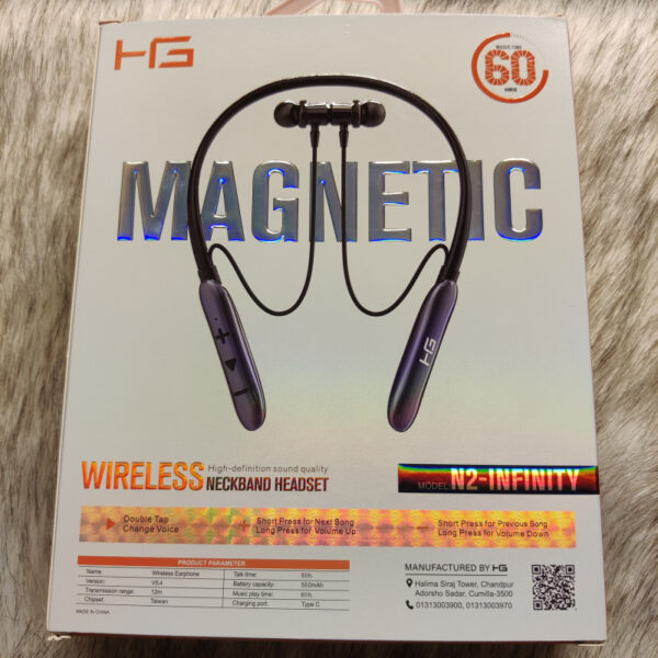 HG N2-INFINITY Magnetic Wireless Neckband – 60h Music | Type-C